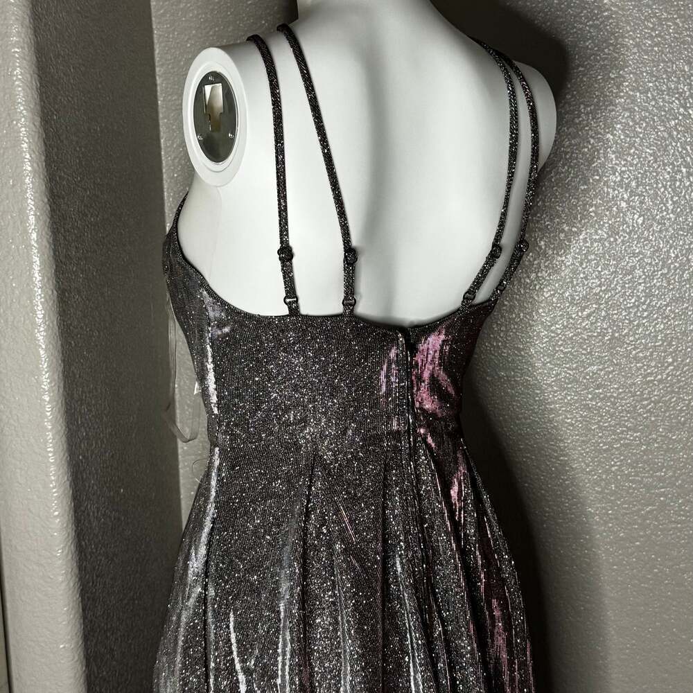 Crystal Doll Formal Maxi Dress Size 5 Royal Blue Sequin One Shoulder Cutout Gown - Picture 2 of 3